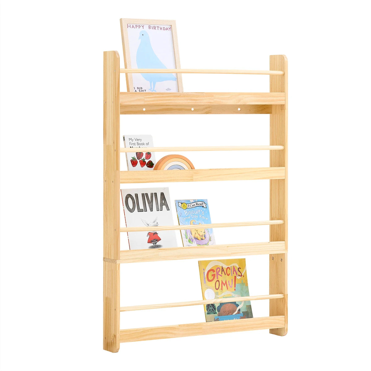 Bibliothèque enfant 4 niveaux bois 80x118 Lilla Kids