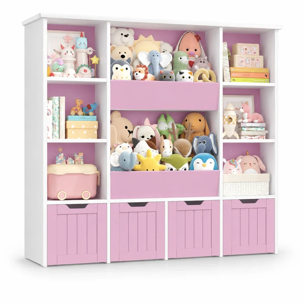 Bibliothèque enfant 8 bacs à roulettes 118cm Lilla Kids