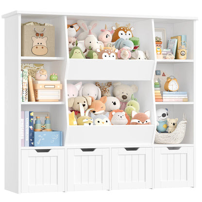 Bibliothèque enfant 8 bacs à roulettes 118cm Lilla Kids