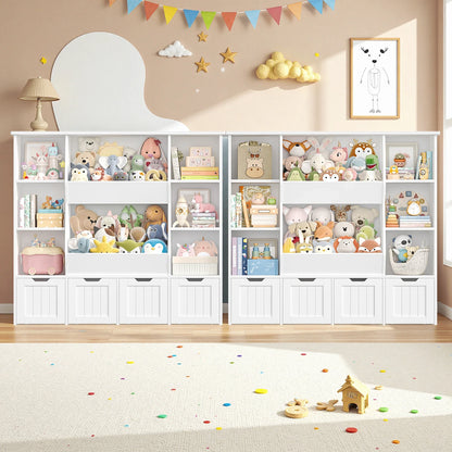 Bibliothèque enfant 8 bacs à roulettes 118cm Lilla Kids