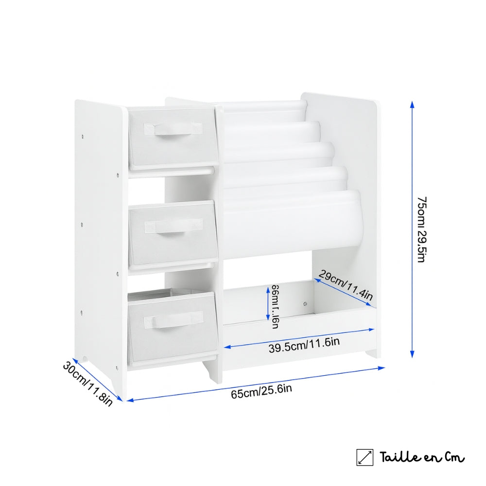 Bibliothèque enfant avec bacs de rangement pour jouets Tilda Kids