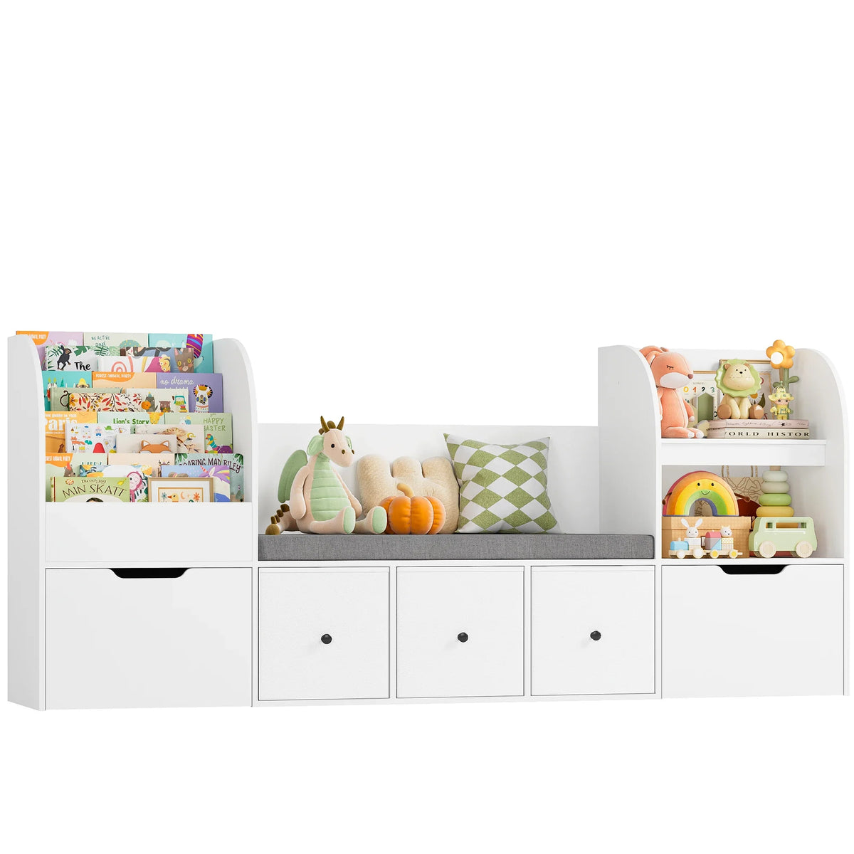 Bibliothèque enfant avec banc 4 niveaux 180cm Lilla Kids