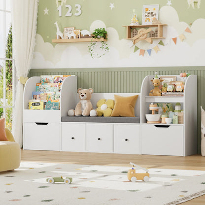Bibliothèque enfant avec banc 4 niveaux 180cm Lilla Kids
