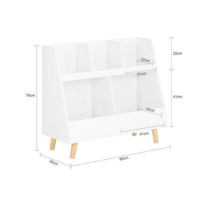 Bibliothèque enfant basse 5 compartiments avec rangement Tilda Kids