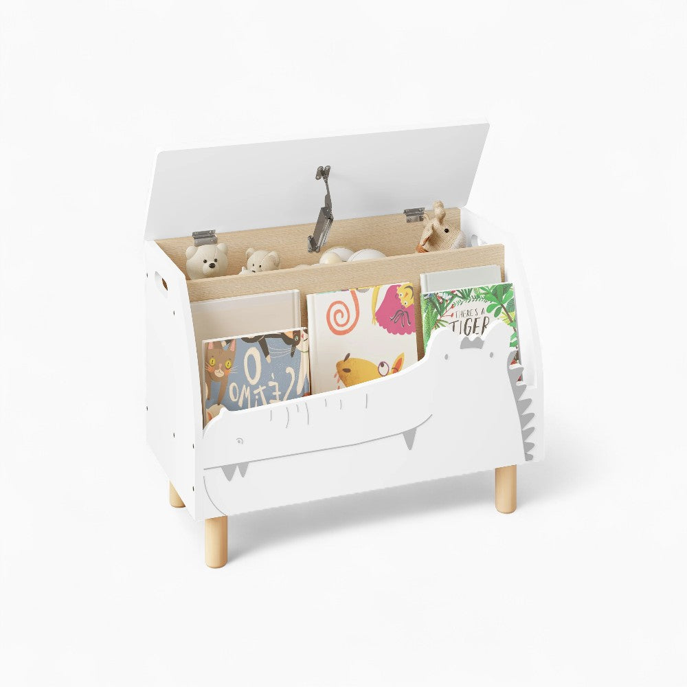 Bibliothèque enfant blanc crocodile avec rangement Tilda Kids