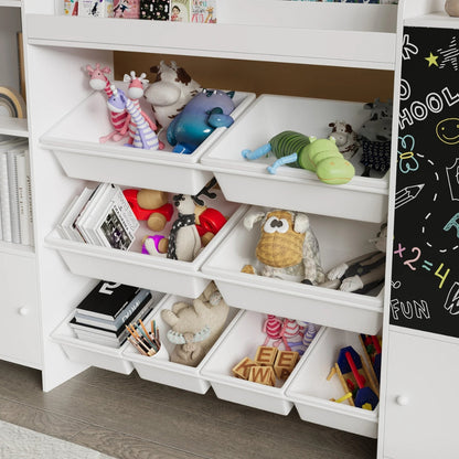 Bibliothèque enfant blanche avec rangement et tableau à craie Tilda Kids
