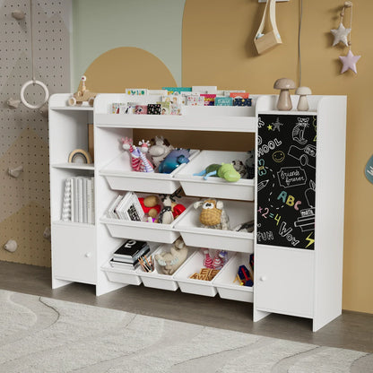 Bibliothèque enfant blanche avec rangement et tableau à craie Tilda Kids