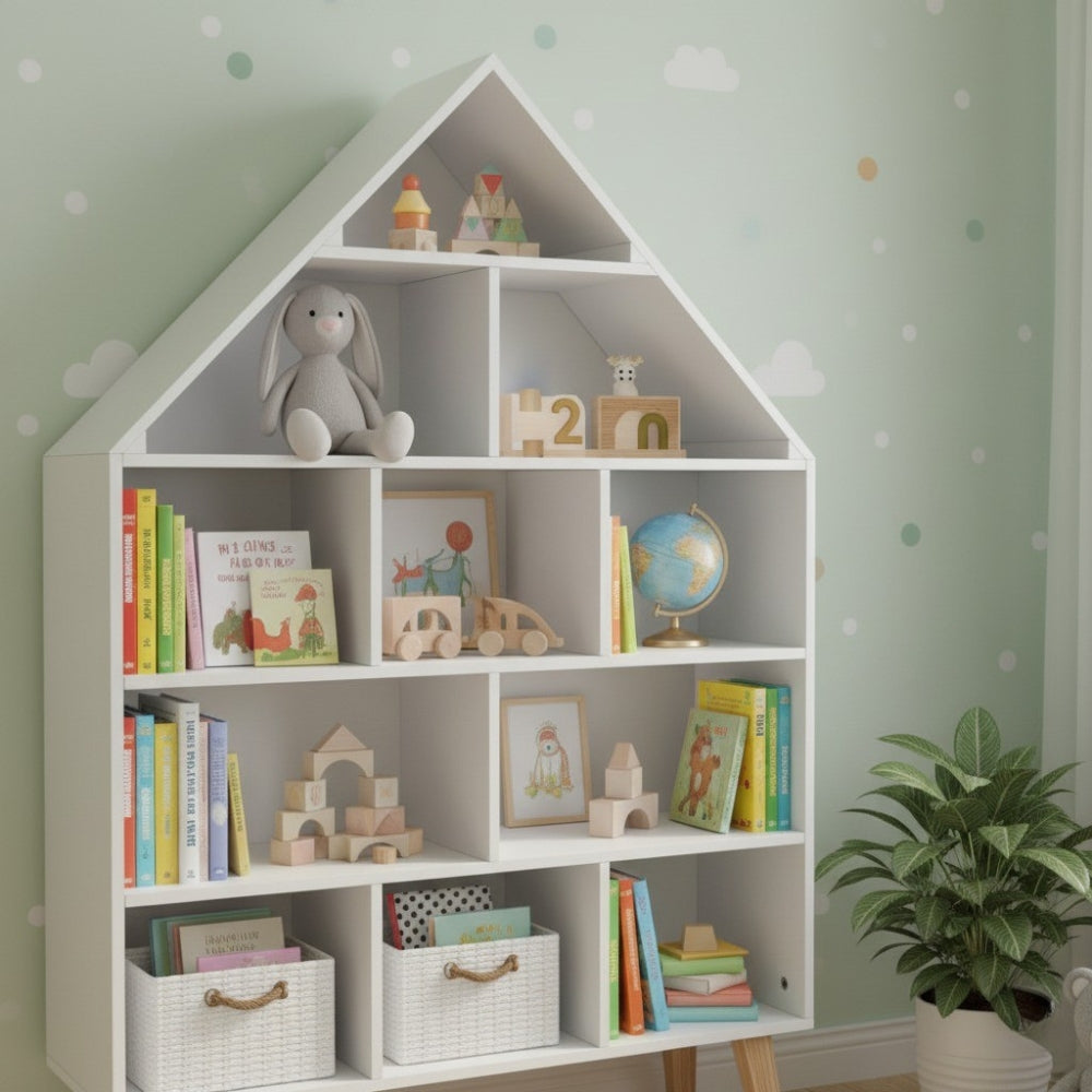 Bibliothèque enfant blanche en forme de maison Tilda Kids
