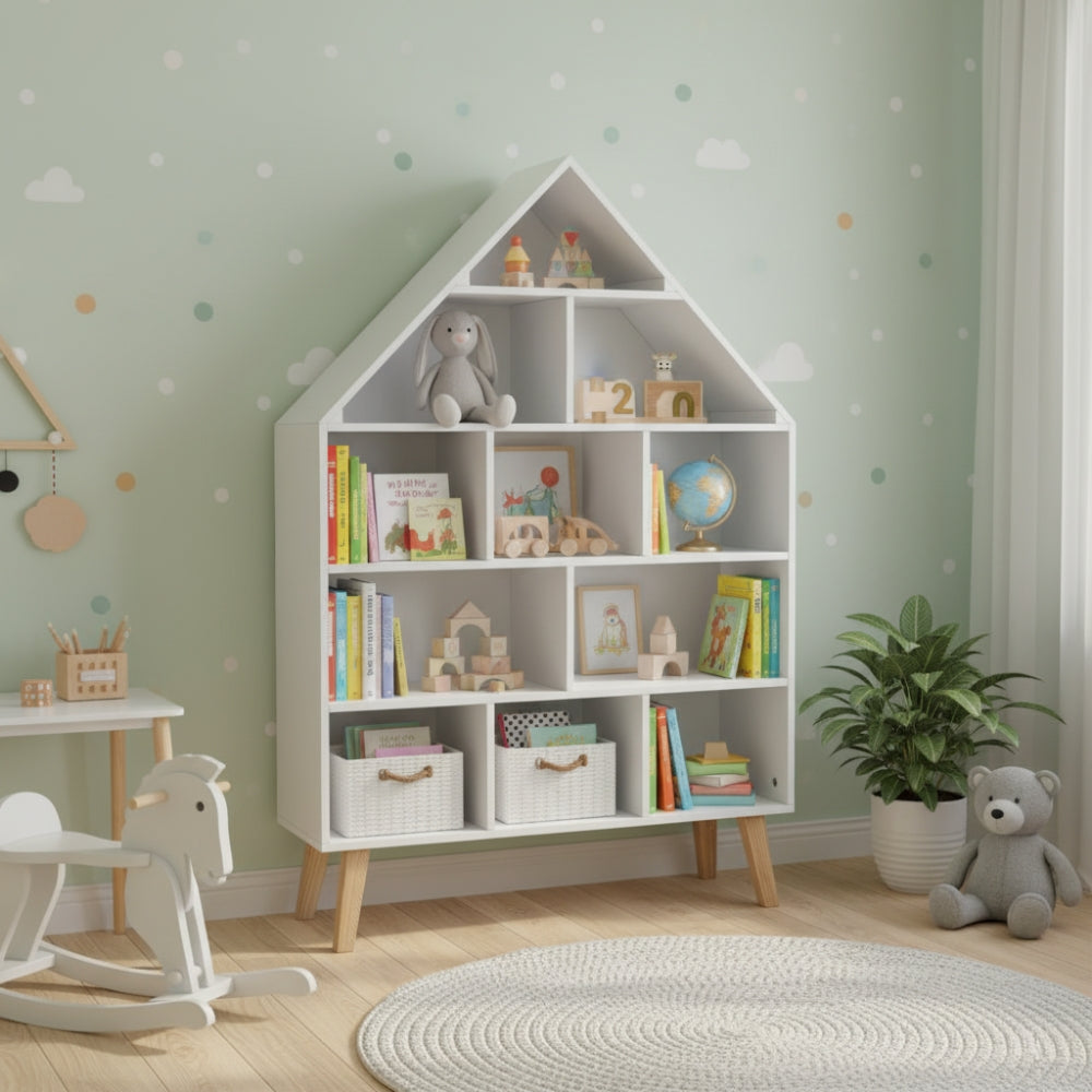 Bibliothèque enfant blanche en forme de maison Tilda Kids