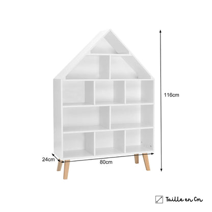 Bibliothèque enfant blanche en forme de maison Tilda Kids