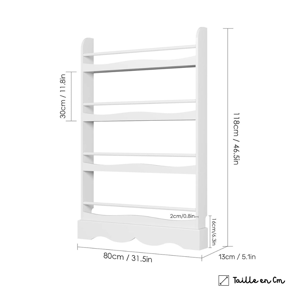 Bibliothèque enfant bois blanc 4 étagères Tilda Kids