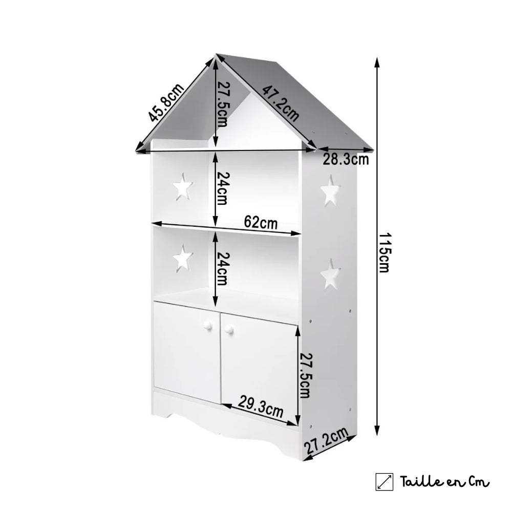 Bibliothèque enfant design blanc en bois massif Tilda Kids