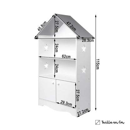 Bibliothèque enfant design blanc en bois massif Tilda Kids