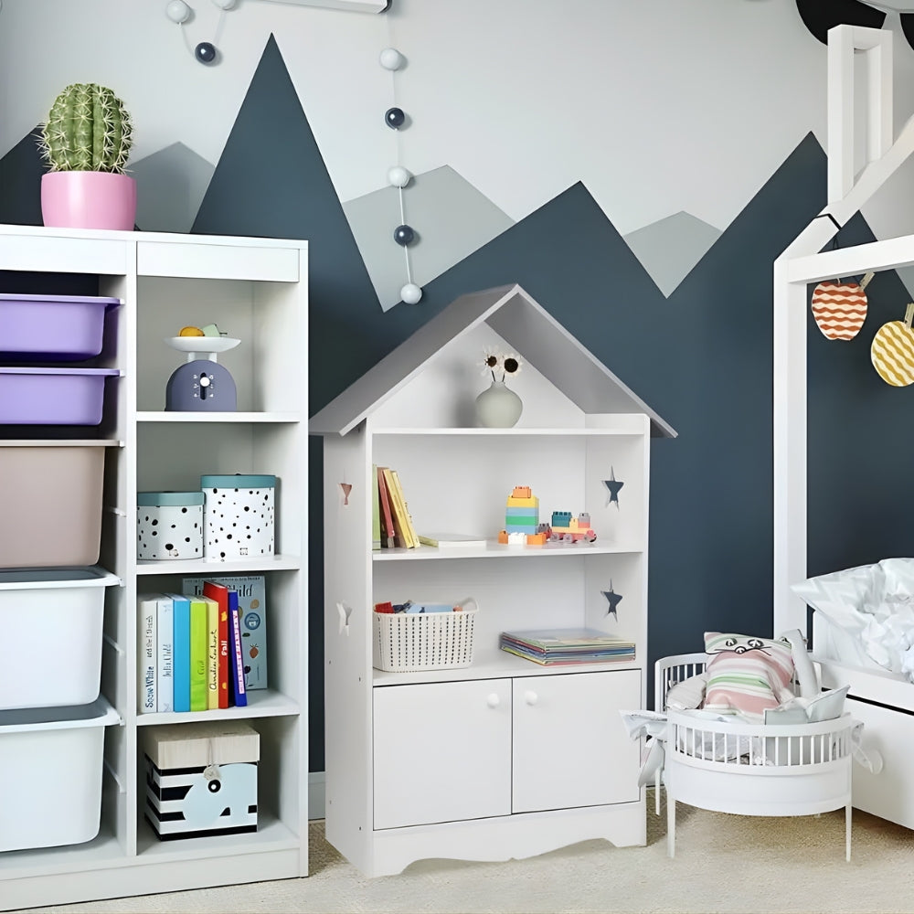 Bibliothèque enfant design blanc en bois massif Tilda Kids