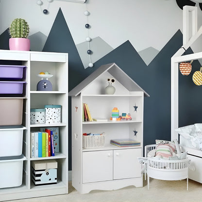 Bibliothèque enfant design blanc en bois massif Tilda Kids