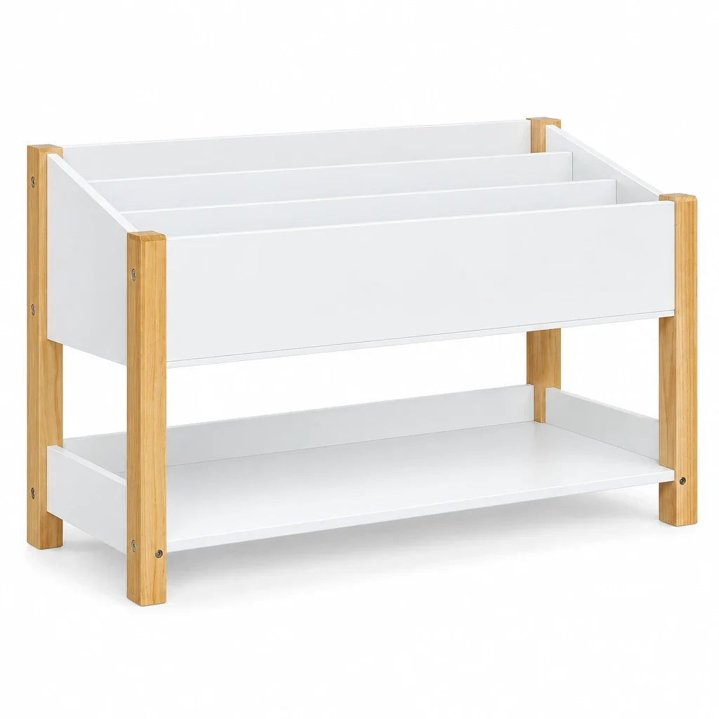 Bibliothèque enfant en bois blanc à étagères Lilla Kids