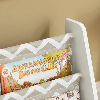 Bibliothèque enfant en bois et tissu avec 4 compartiments Tilda Kids