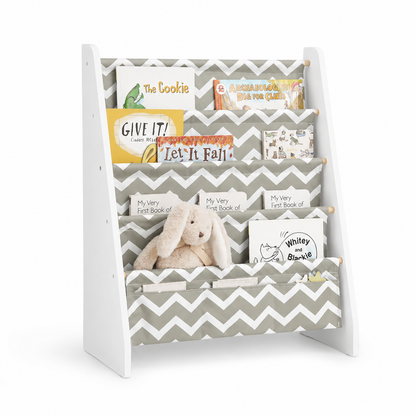 Bibliothèque enfant en bois et tissu avec 4 compartiments Tilda Kids