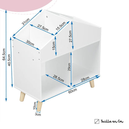 Bibliothèque enfant maison avec rangement ouvert Tilda Kids