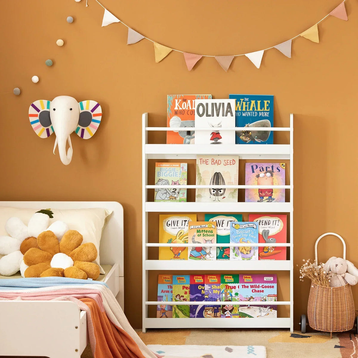 Bibliothèque murale blanche 4 compartiments enfant Tilda Kids