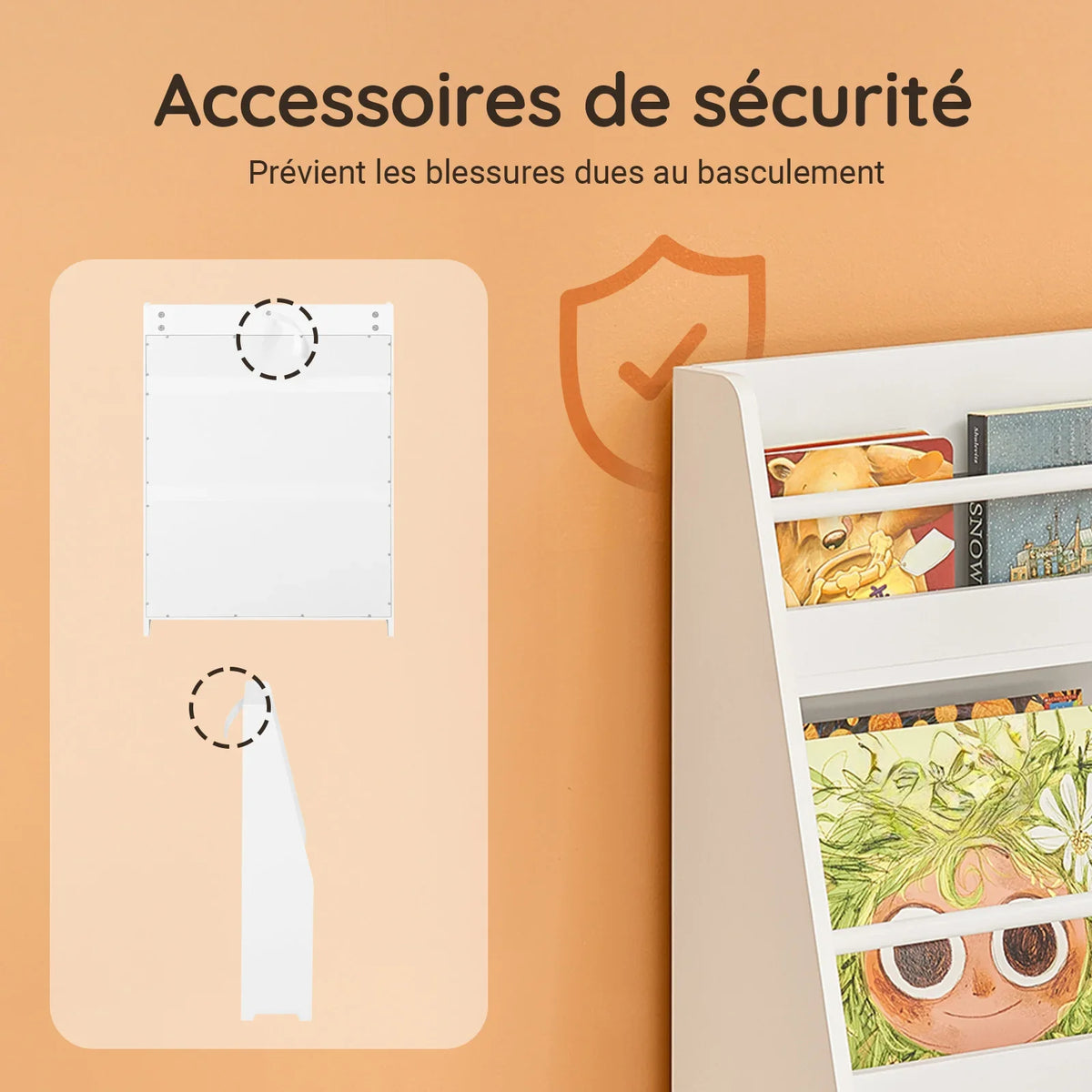 Bibliothèque murale enfant 3 étagères blanche Lilla Kids