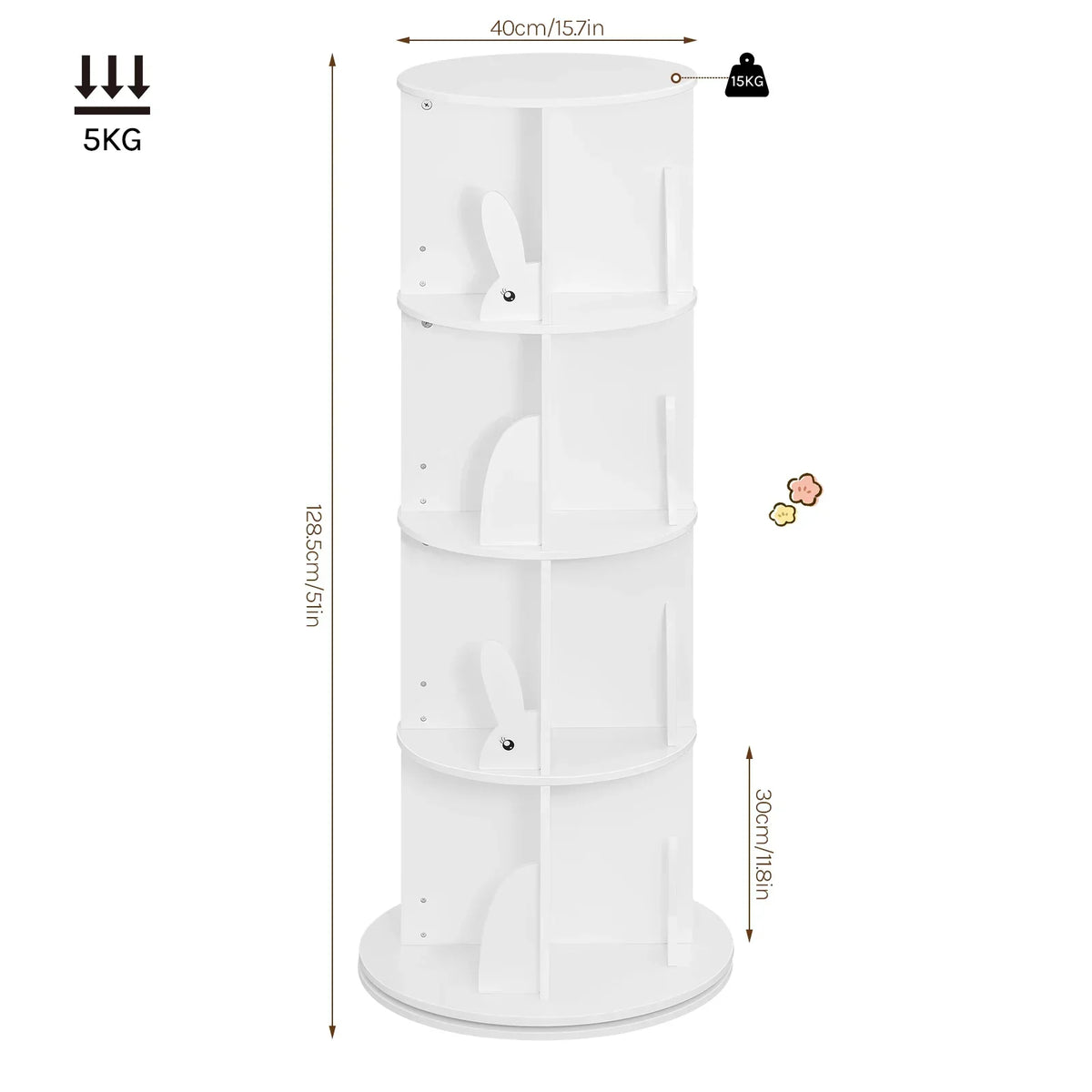 Bibliothèque rotative enfant 360° blanc Tilda Kids