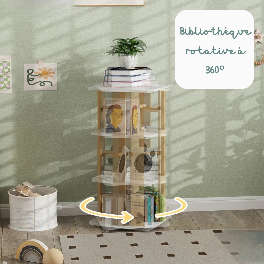 Bibliothèque rotative enfant en bois blanc Tilda Kids