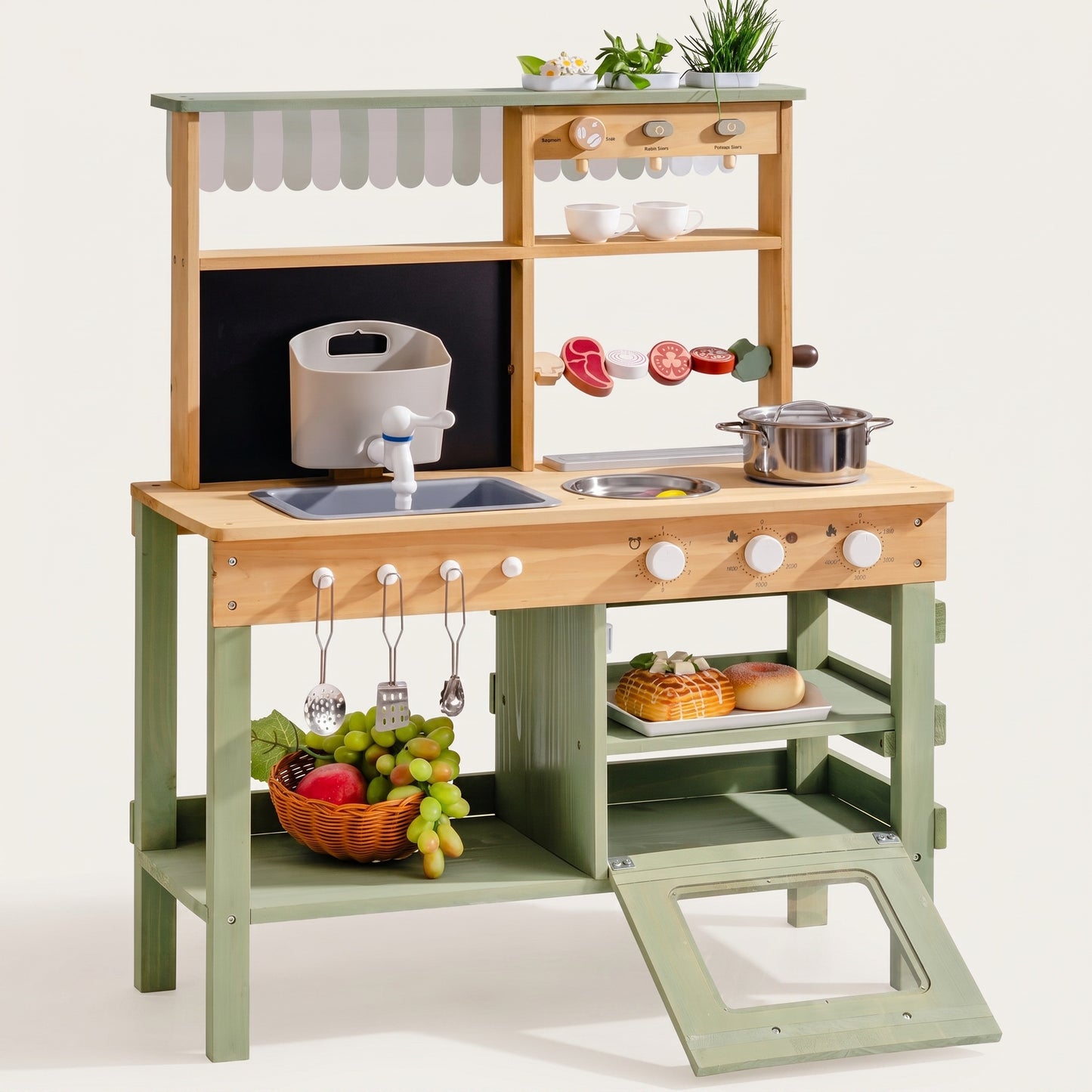 Cuisine Montessori en Bois avec Évier, Four et Accessoires