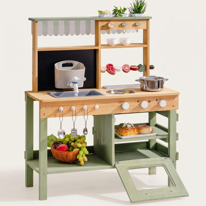 Cuisine Montessori en Bois avec Évier, Four et Accessoires