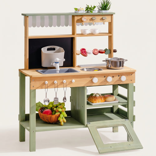 Cuisine Montessori en Bois avec Évier, Four et Accessoires