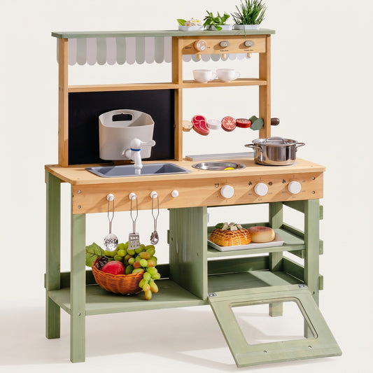 Cuisine Montessori en Bois avec Évier, Four et Accessoires