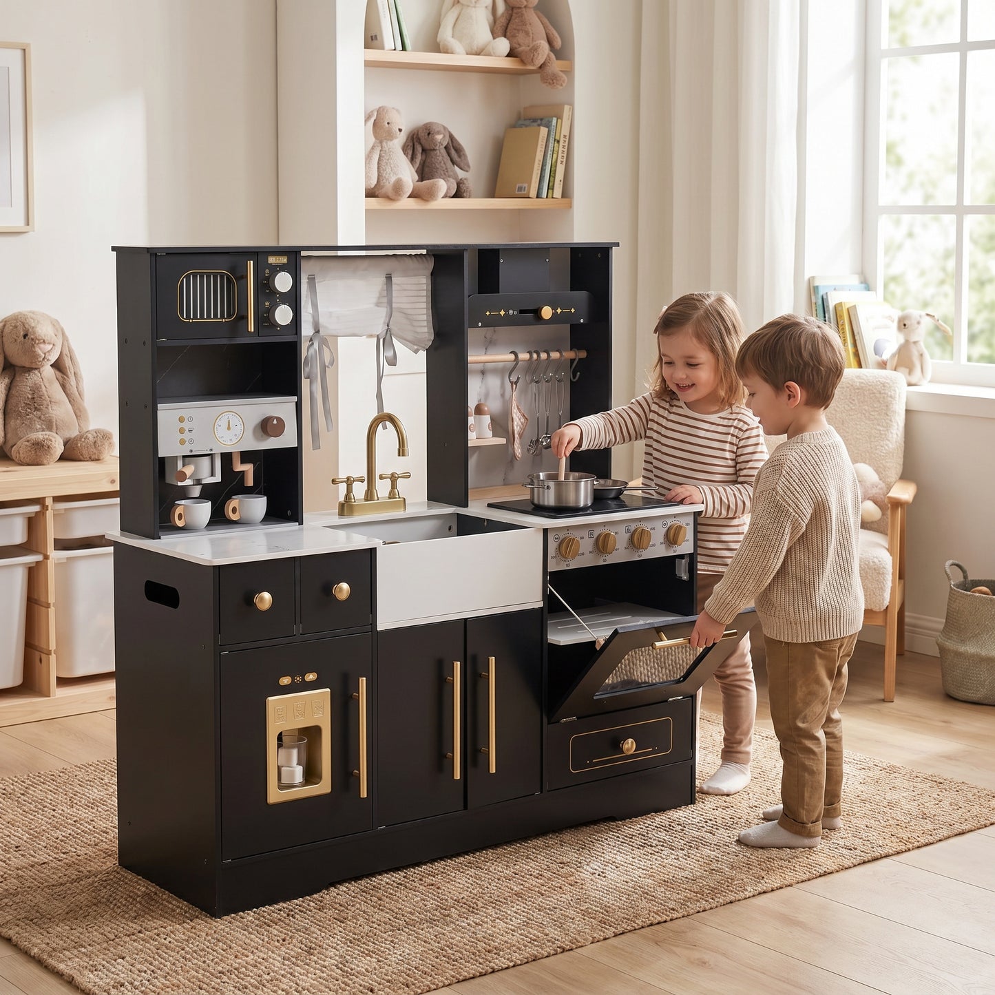 Cuisine Montessori en Bois avec Évier et Rangements