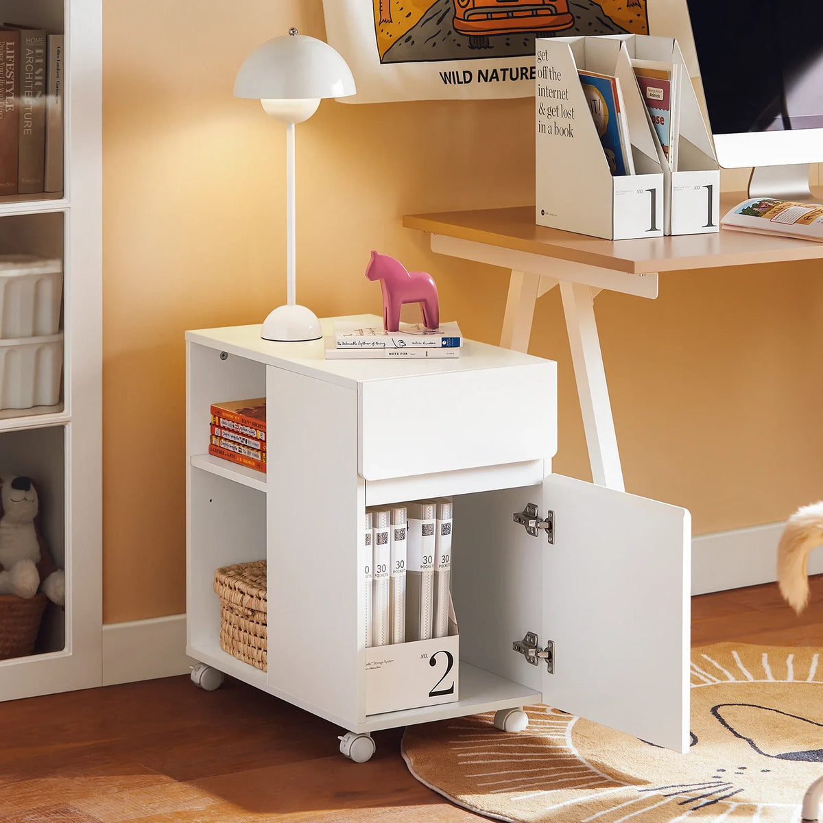Caisson de rangement à roulettes blanc Lilla Kids