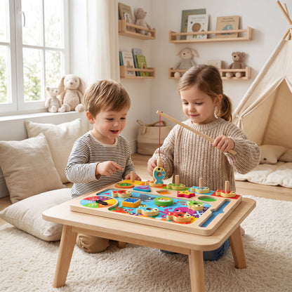 Jeu de Pêche Montessori en Bois avec Tri des Couleurs