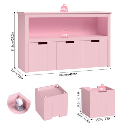 Commode à jouets enfant 3 tiroirs à roulettes Lilla Kids