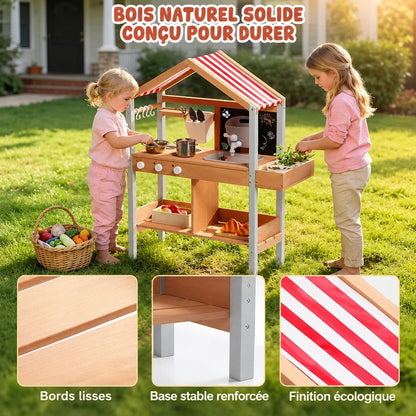 Cuisine enfant de jardin avec évier et toit Lilla Kids