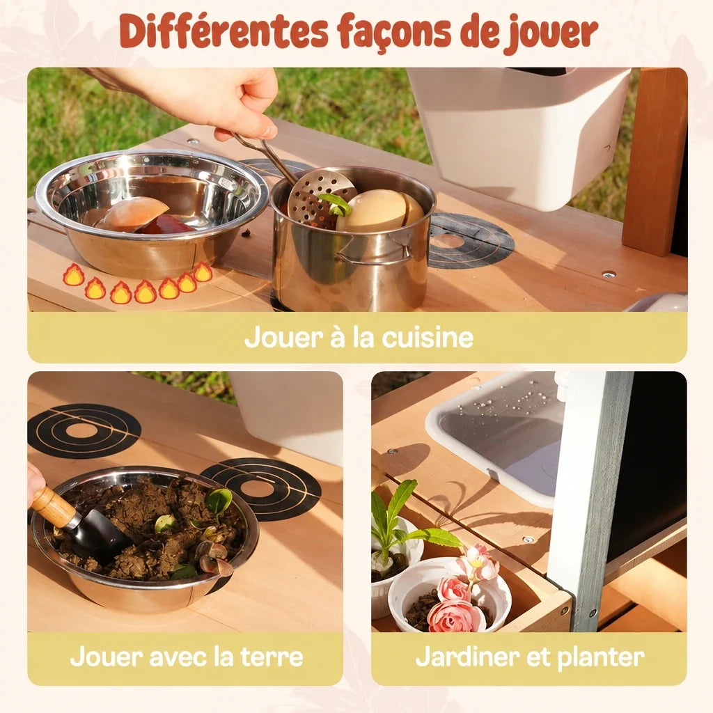 Cuisine enfant de jardin avec évier et toit Lilla Kids