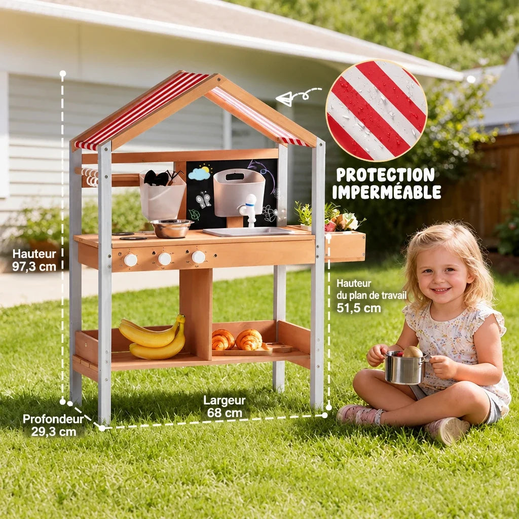 Cuisine enfant de jardin avec évier et toit Lilla Kids