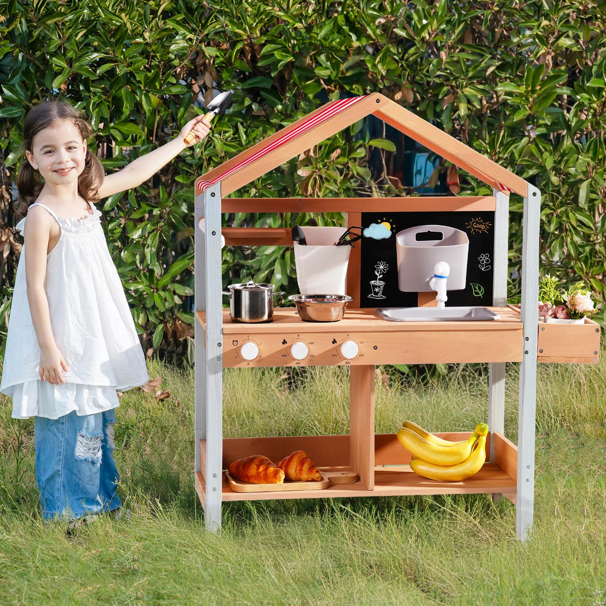 Cuisine enfant de jardin avec évier et toit Lilla Kids