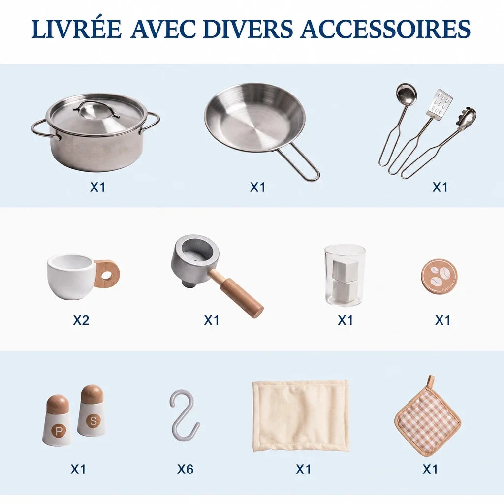 Cuisine enfant en bois avec accessoires réalistes Lilla Kids