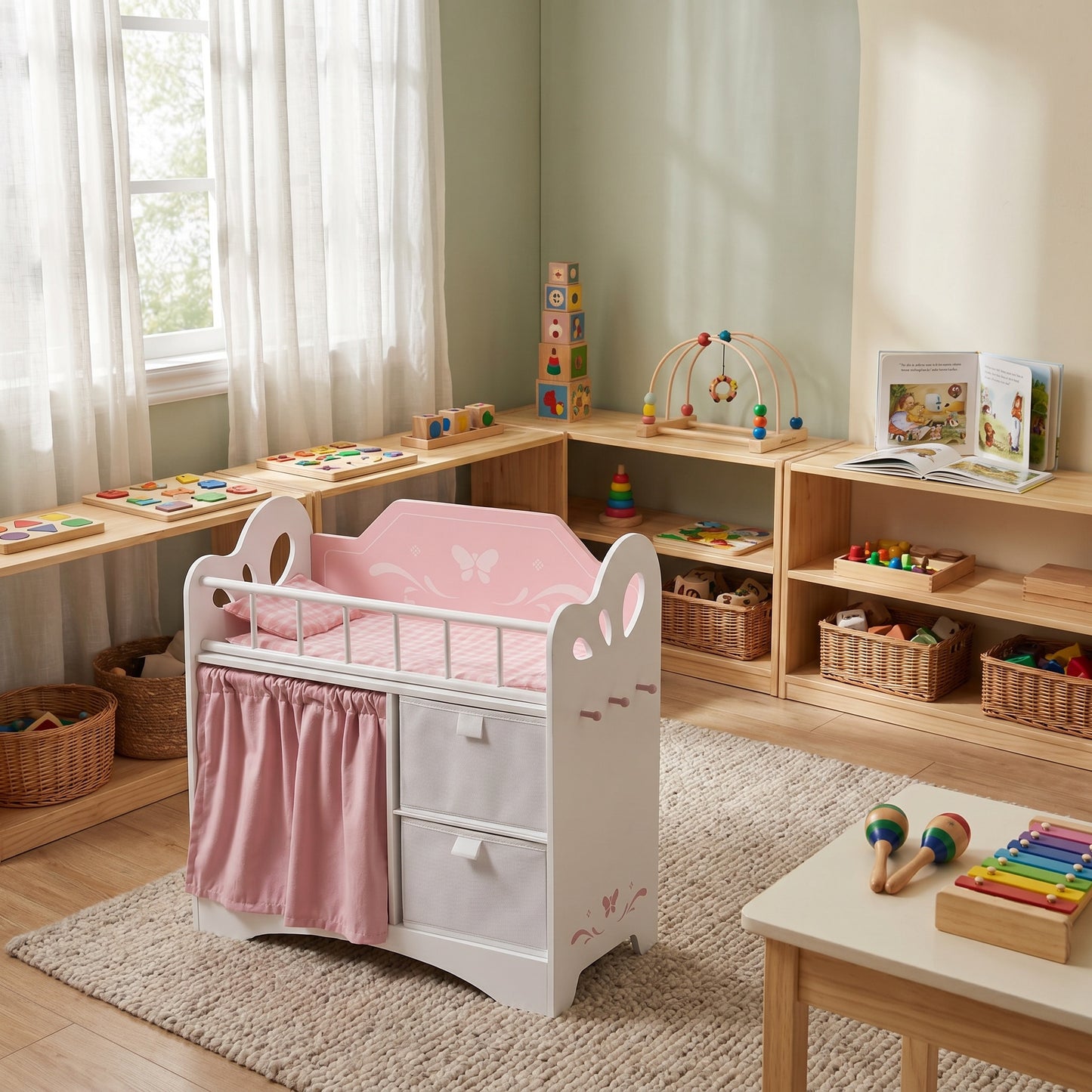 Lit Montessori pour Poupée avec Rangements et Penderie