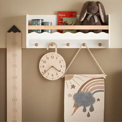 Étagère murale enfant bois blanc avec crochets Tilda Kids