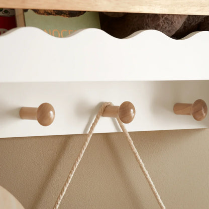 Étagère murale enfant bois blanc avec crochets Tilda Kids