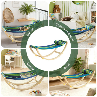 Hamac balançoire enfant avec sécurité vert Lilla Kids