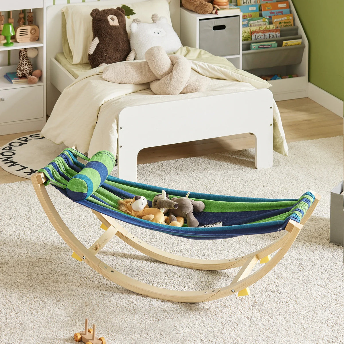 Hamac balançoire enfant avec sécurité vert Lilla Kids
