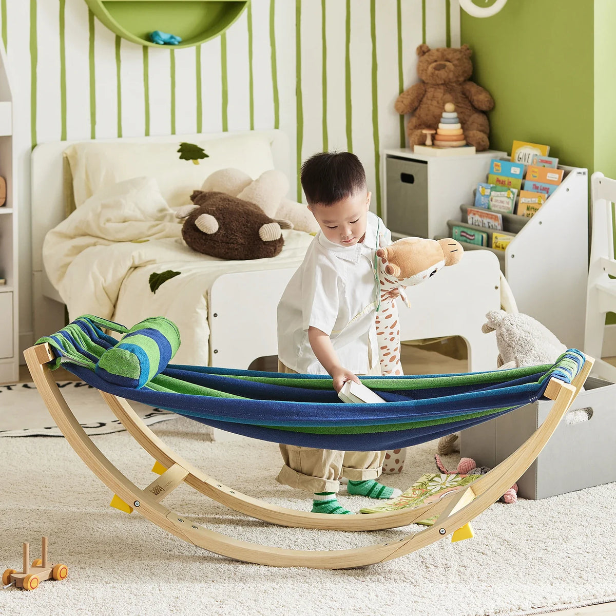 Hamac balançoire enfant avec sécurité vert Lilla Kids