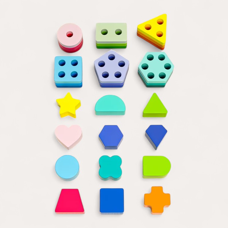 Jouet d'Empilage Montessori à Formes Géométriques