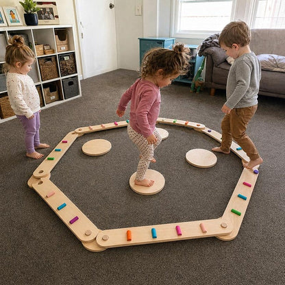 Poutres d'équilibre et pierres Montessori