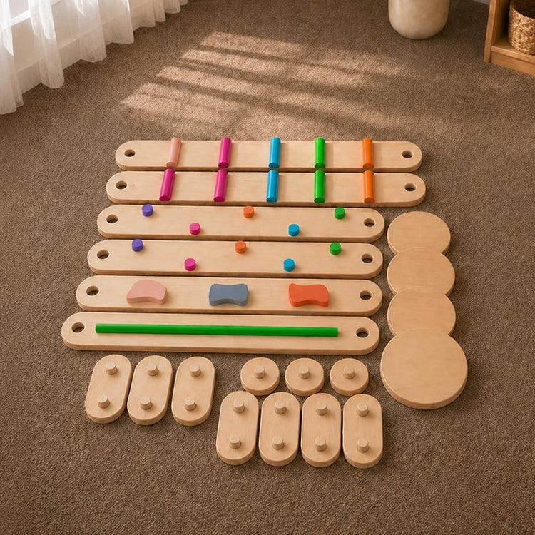Poutres d'équilibre et pierres Montessori