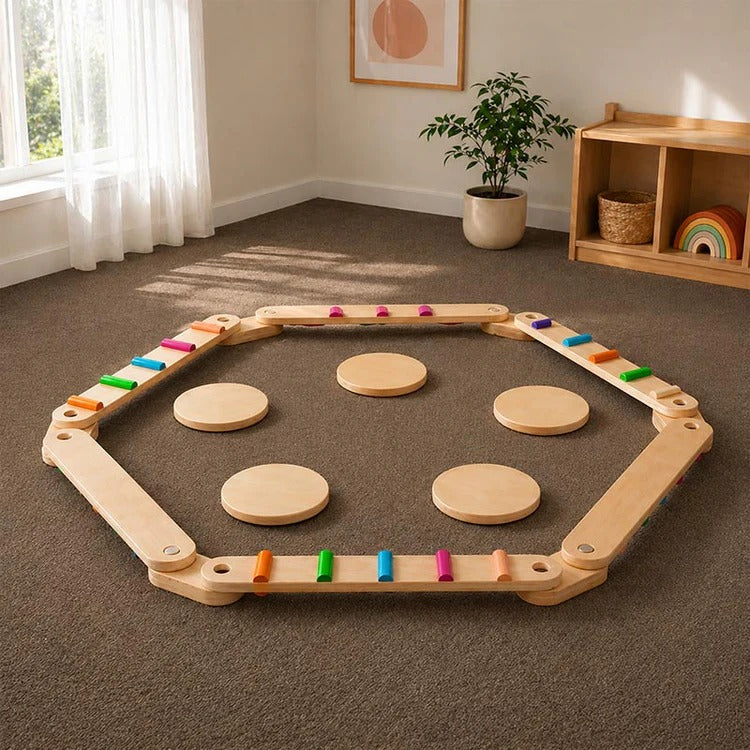 Poutres d'équilibre et pierres Montessori